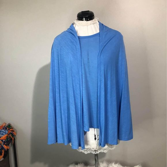 Kim Rogers Sweaters - XL Kim Rogers Womens Long Sleeve Blue Layered look  Blouse Lace In Back C5046